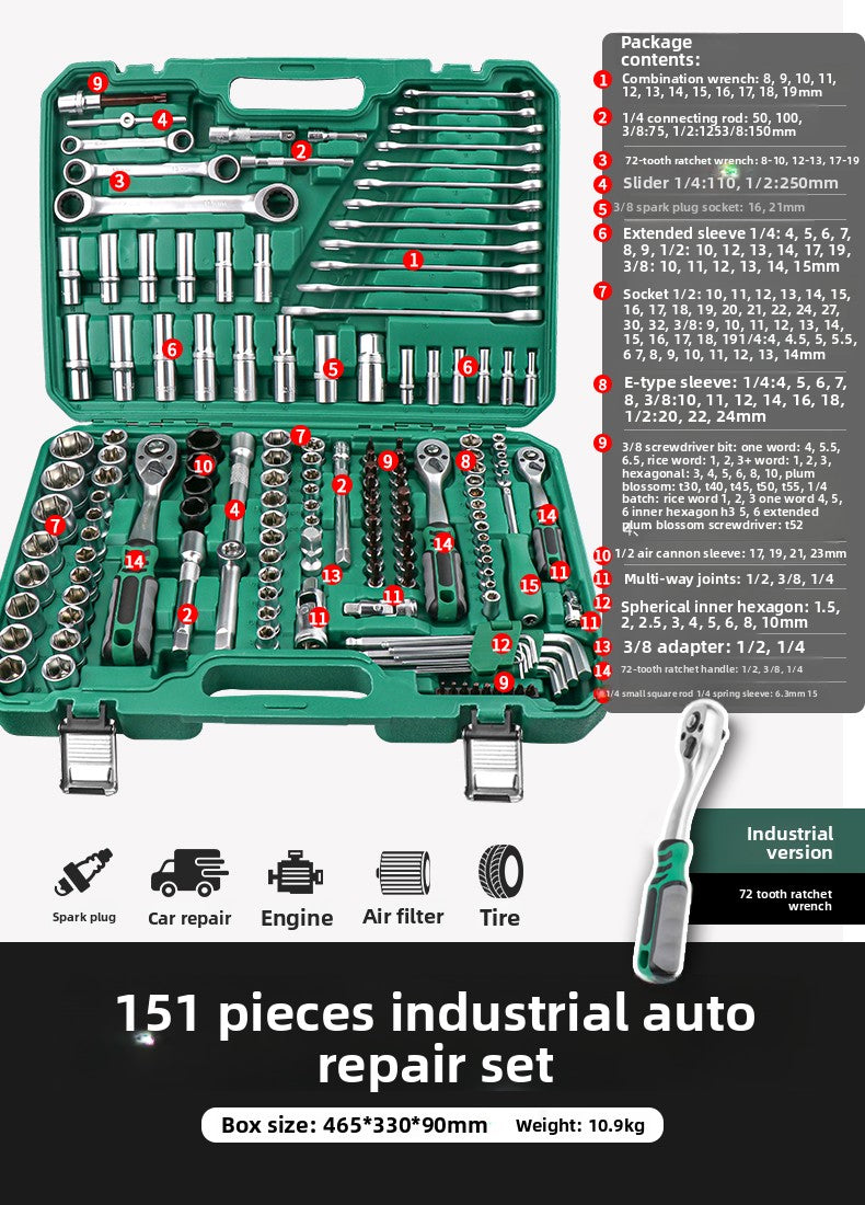 Juego de llave de trinquete Herramientas de reparación automotriz