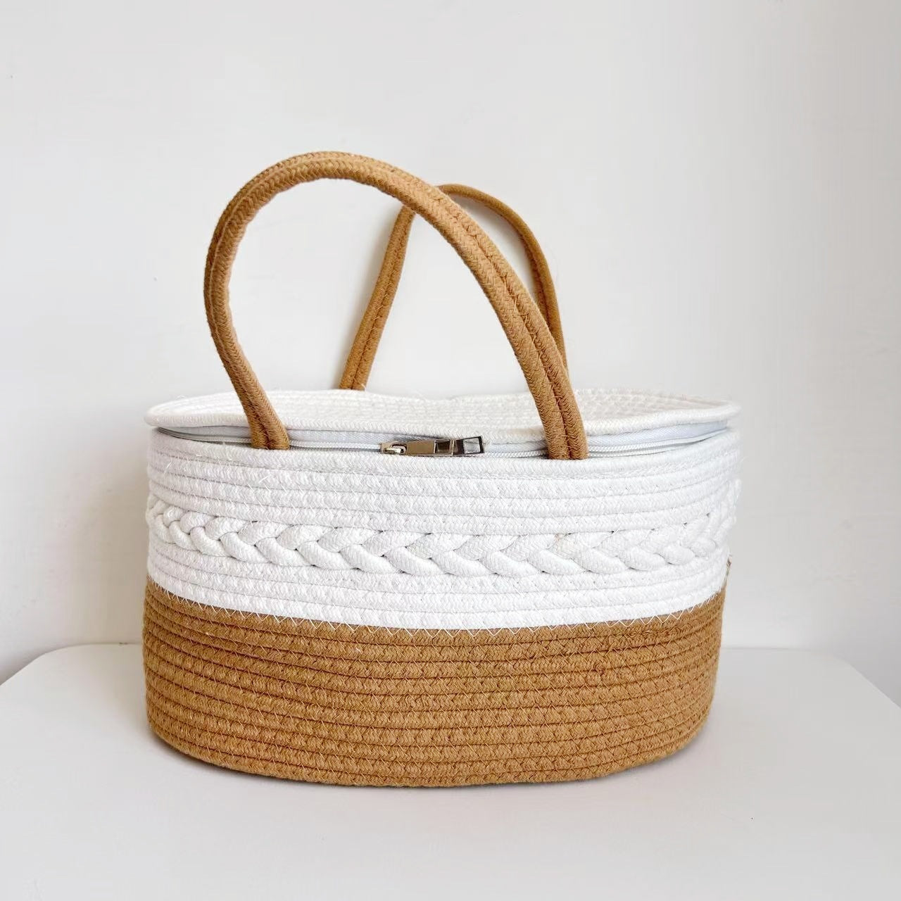 Handwoven Storage Basket with Removable Compartments