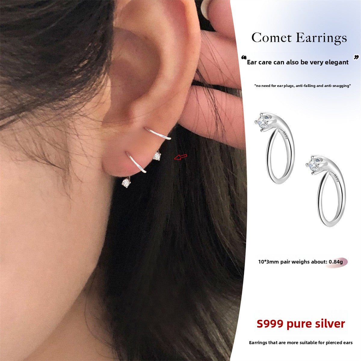 Pendientes geométricos de plata de ley de circón