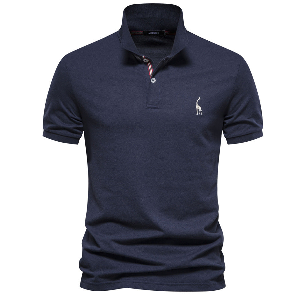 Camiseta básica de algodón con estampado de ciervo de color sólido para hombre