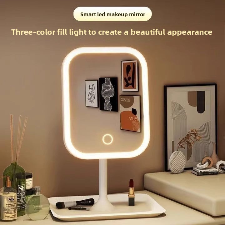 Espejo de maquillaje inteligente con luces LED