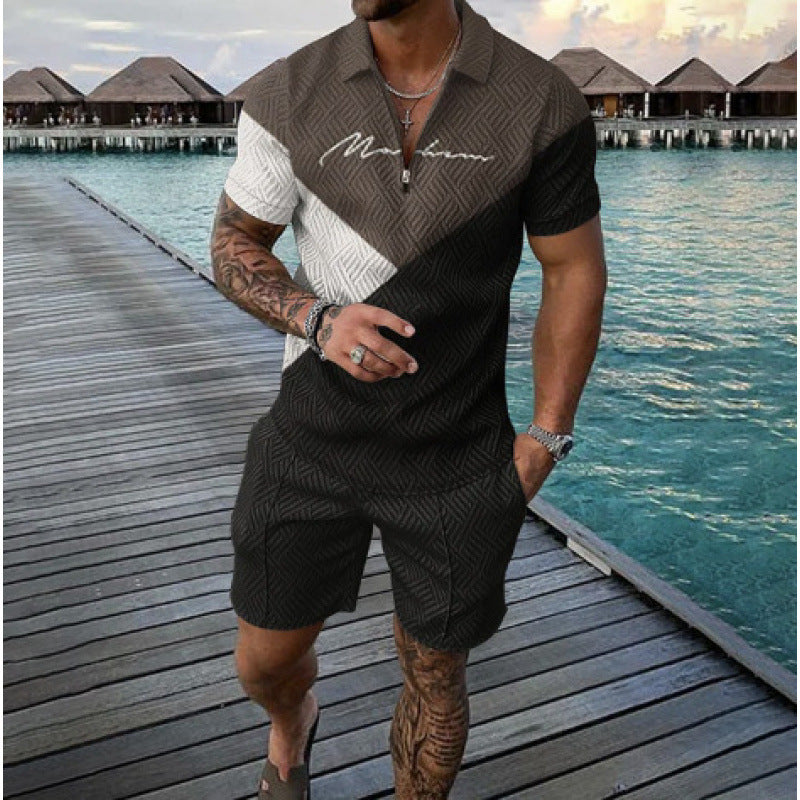 Conjunto de camisa y pantalones cortos de manga corta para hombre