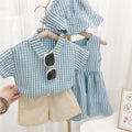 Conjunto de camisa y pantalones cortos a cuadros para niños