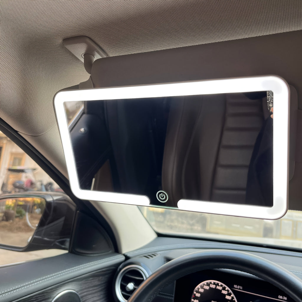 Espejo de tocador LED ajustable para coche con clip de visera solar
