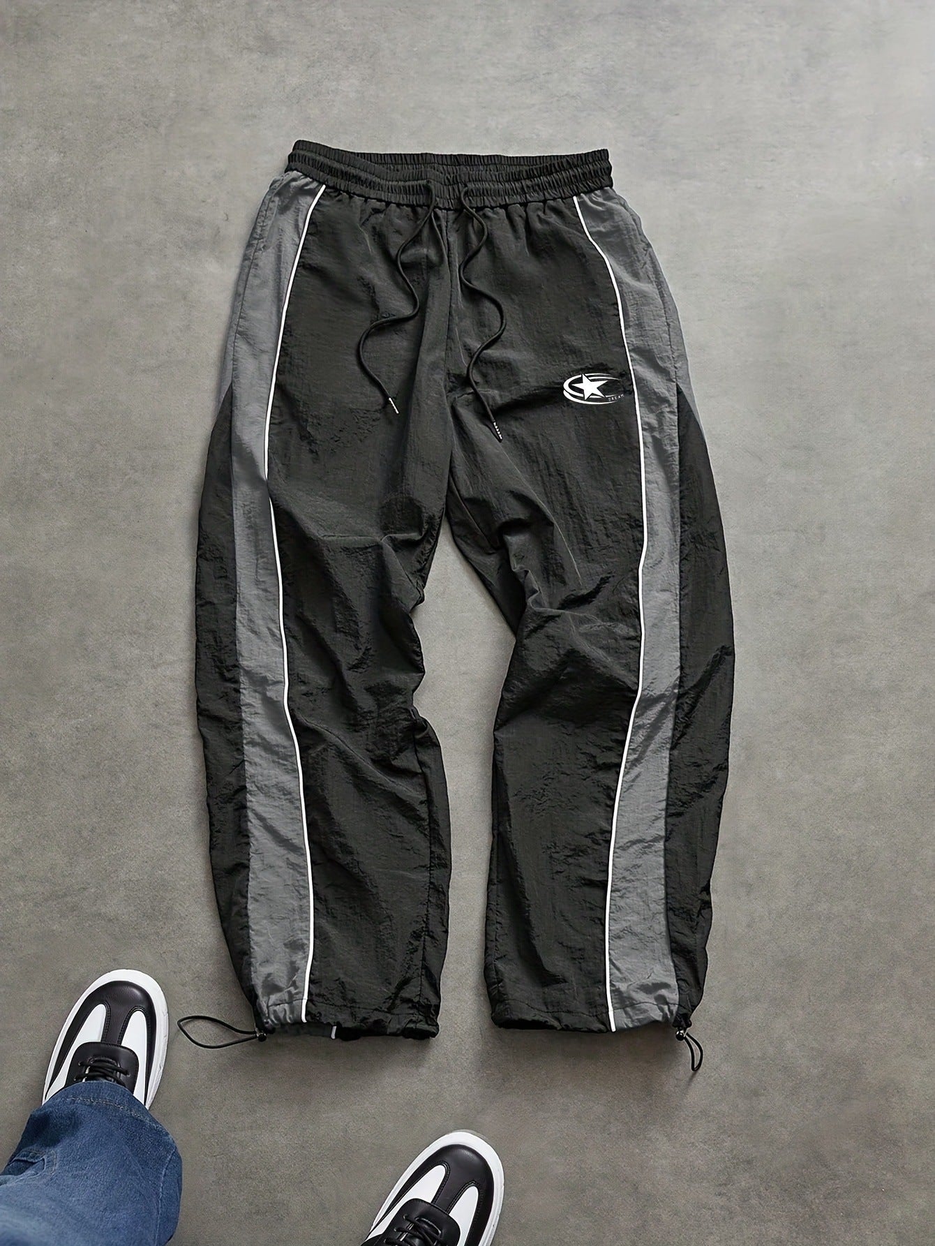 Pantalones casuales con puño con cordón para hombre