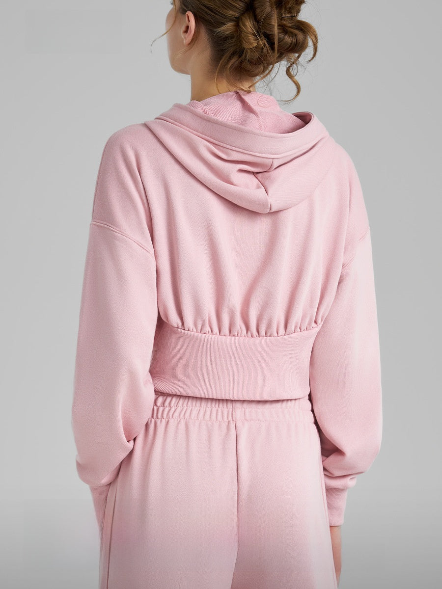 Hooded Yoga Fitness Top with Double Zipper