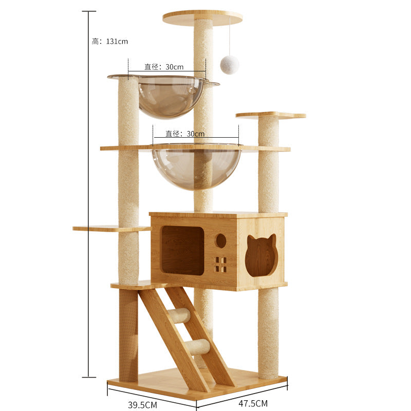 Torre para gatos con postes rascadores y cama