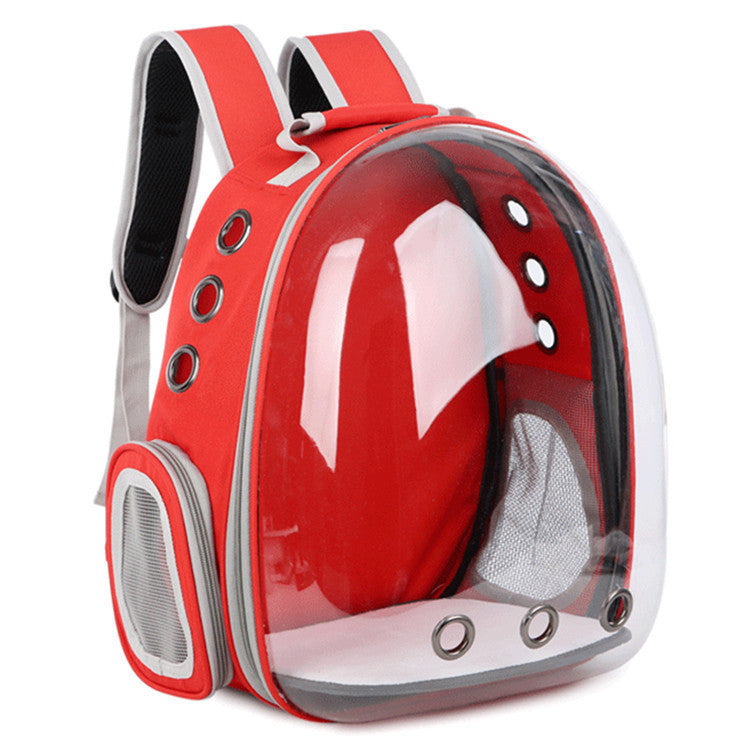 Mochila portátil transparente para mascotas con puerta lateral