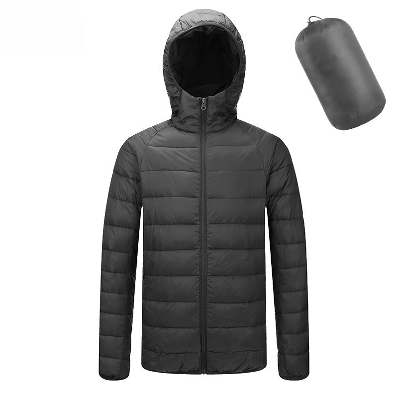 Chaqueta acolchada de algodón con cuello alto y capucha para hombre