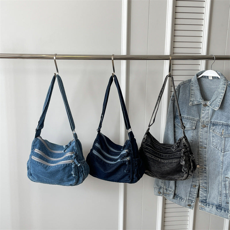 Casual Denim Tote Crossbody Bag
