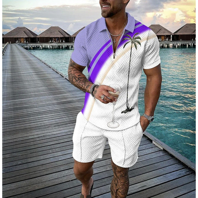 Conjunto de camisa y pantalones cortos de manga corta para hombre