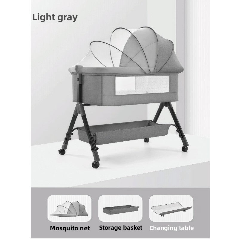 Cuna portátil de altura ajustable con mosquitera