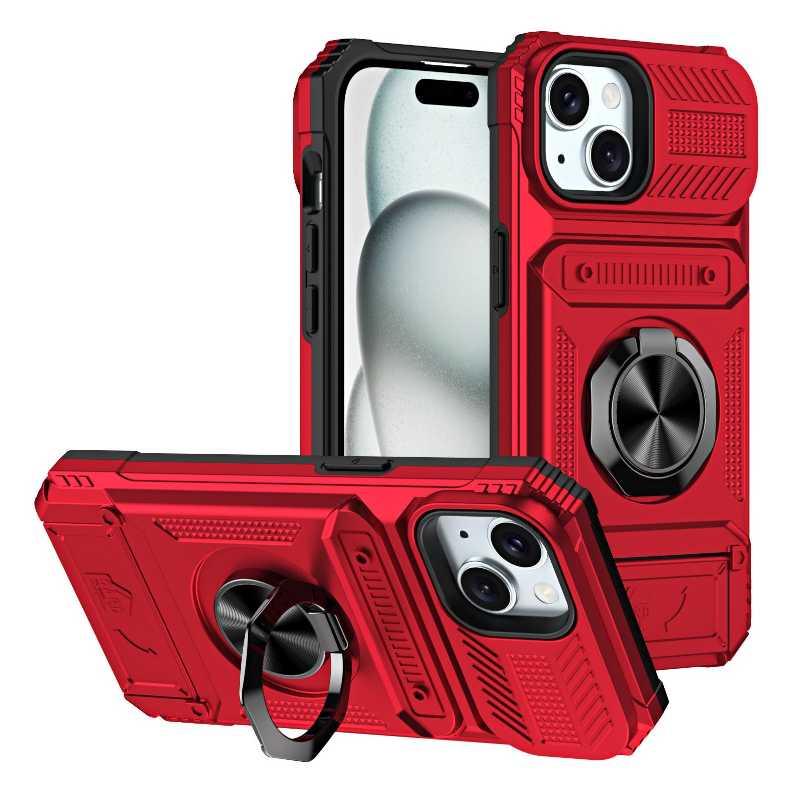 Funda magnética para teléfono con ranura para tarjeta y soporte para anillo