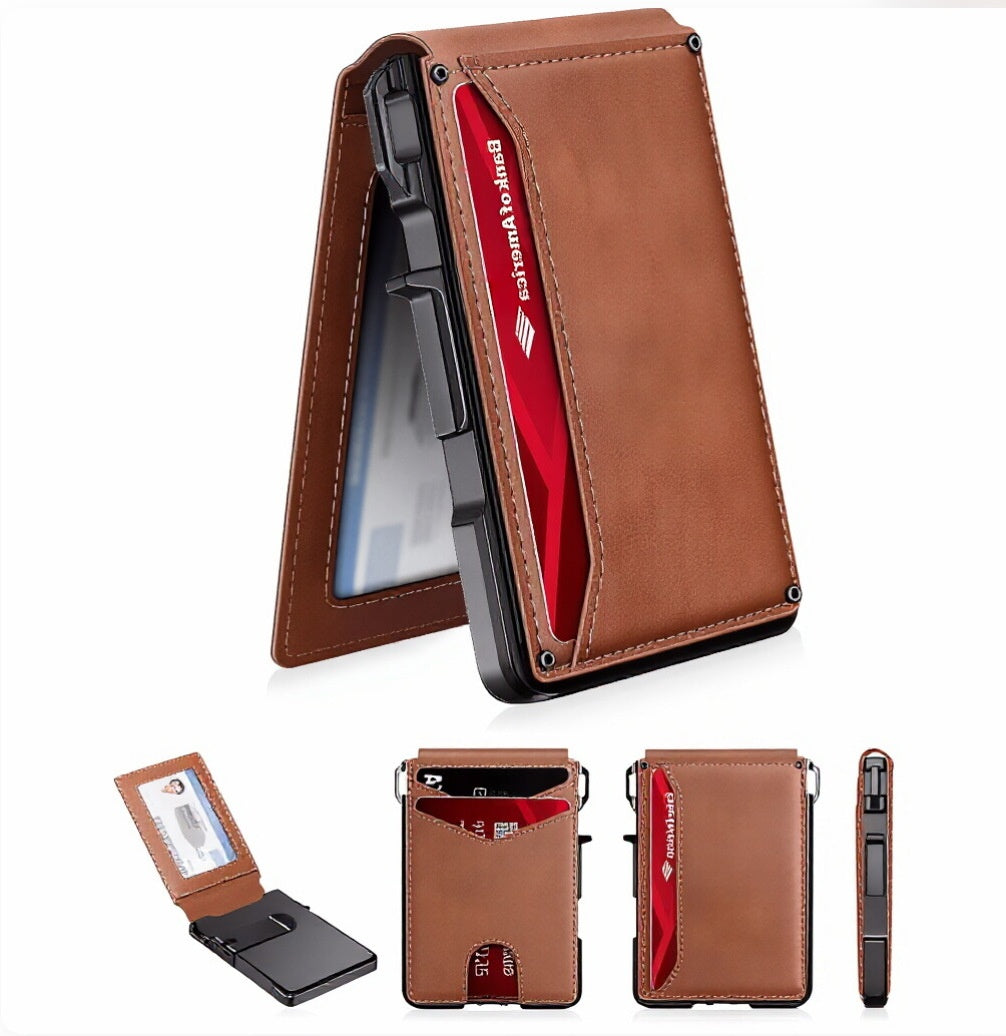 Cartera de fibra de carbono para hombre con ranura Airtag