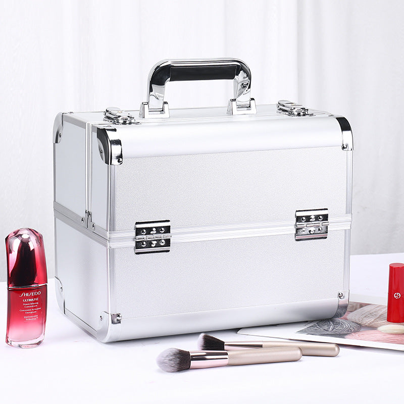 Caja de almacenamiento de maquillaje profesional de aleación de aluminio para herramientas de belleza