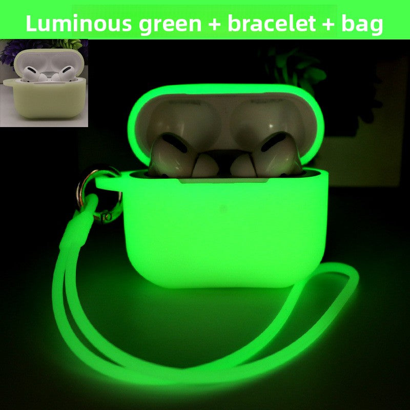 Funda de silicona brillante para AirPods con cordón