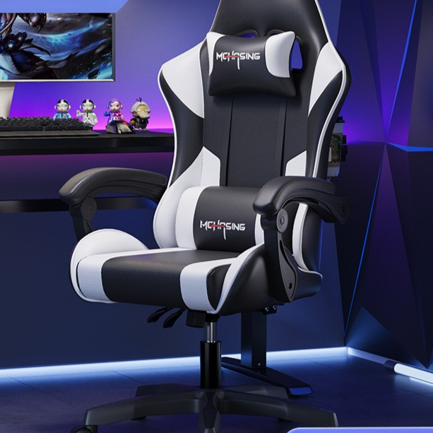 Silla ergonómica para juegos giratoria de cuero PU