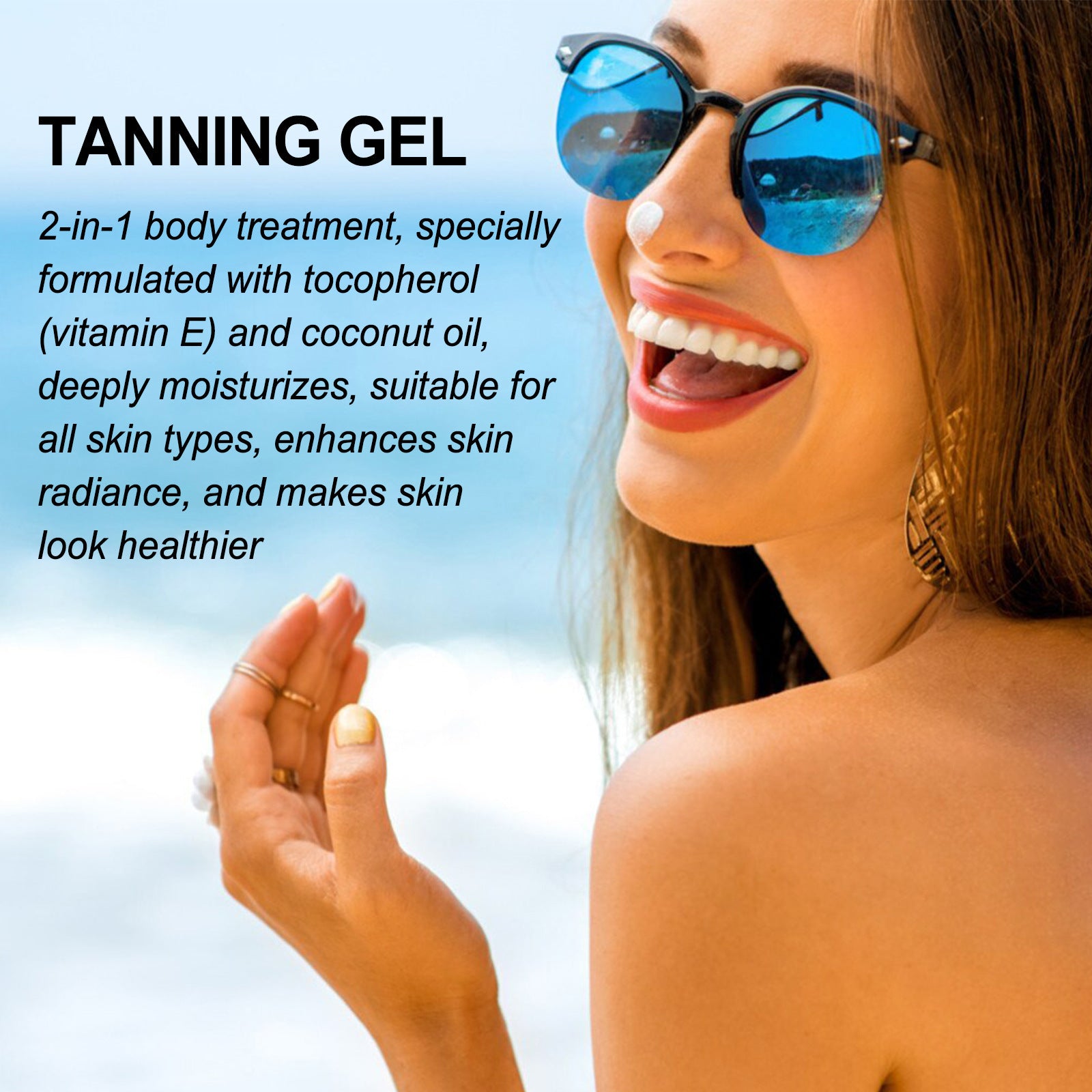 Gel de bronceado al aire libre, playa, hidratación diaria e hidratación para un tono de piel saludable
