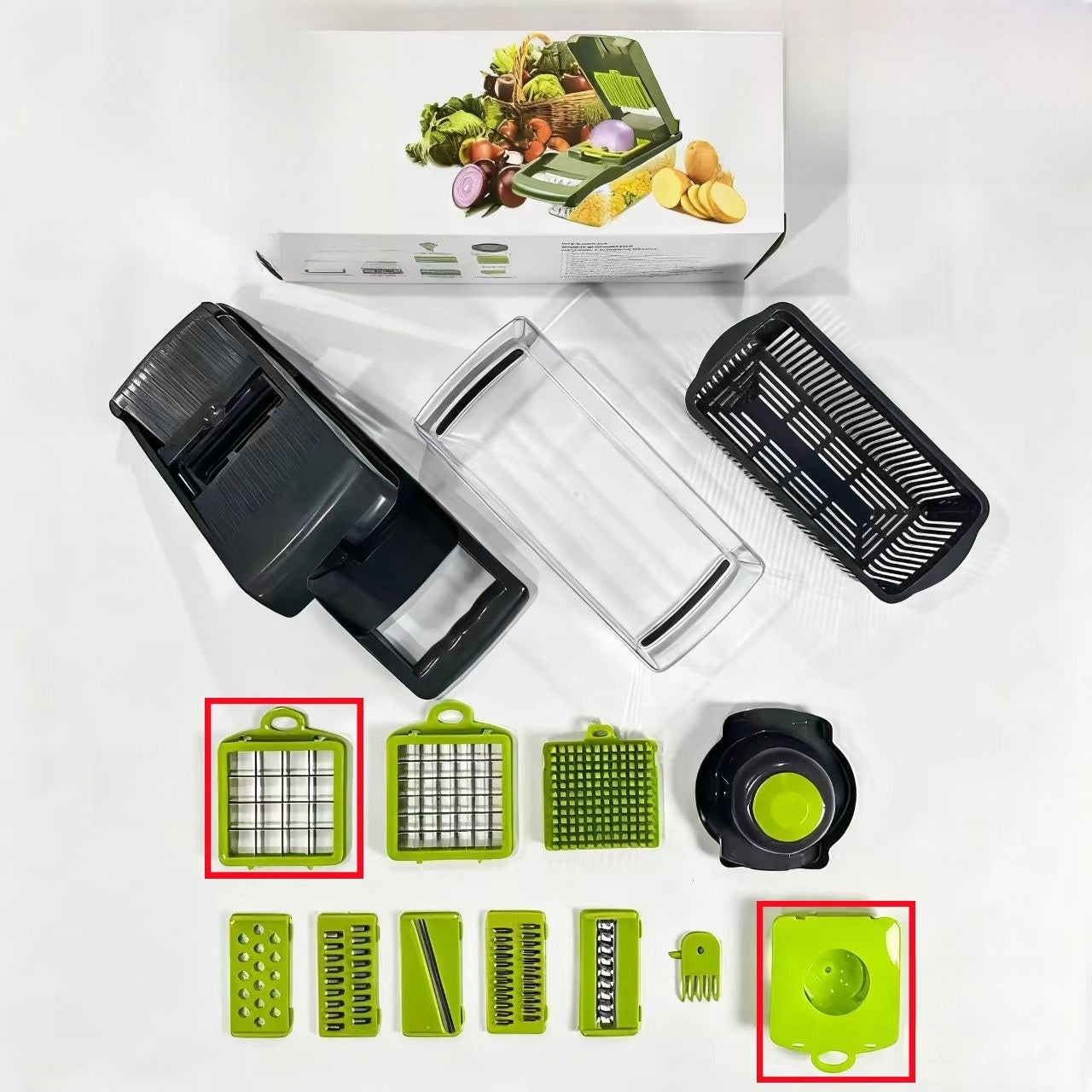 Nuevo cortador de verduras multifuncional transfronterizo Pelar, triturar, cortar en cubitos y cortar el juego de artefactos de cocina Rallador