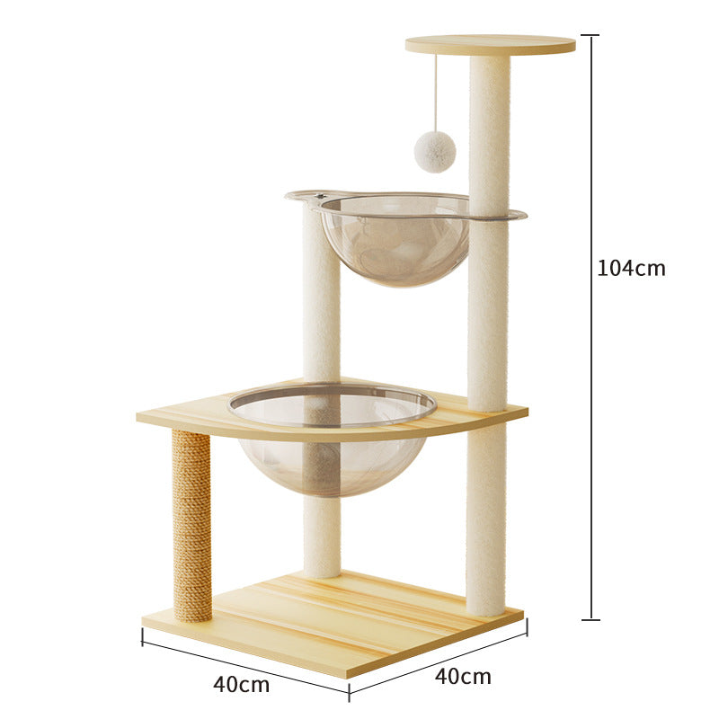 Torre para gatos con postes rascadores y cama