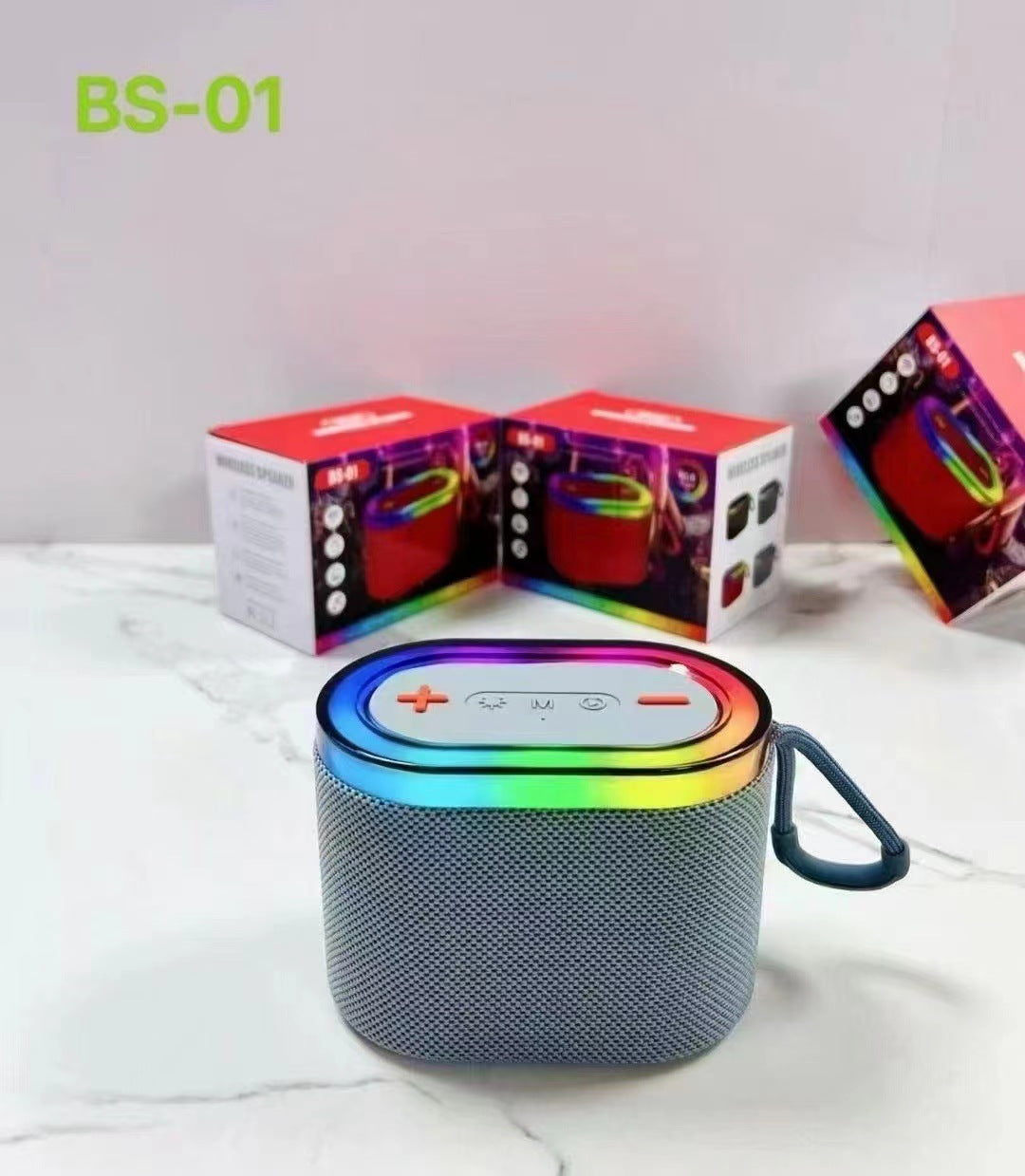 Altavoz Bluetooth inalámbrico portátil con luces RGB