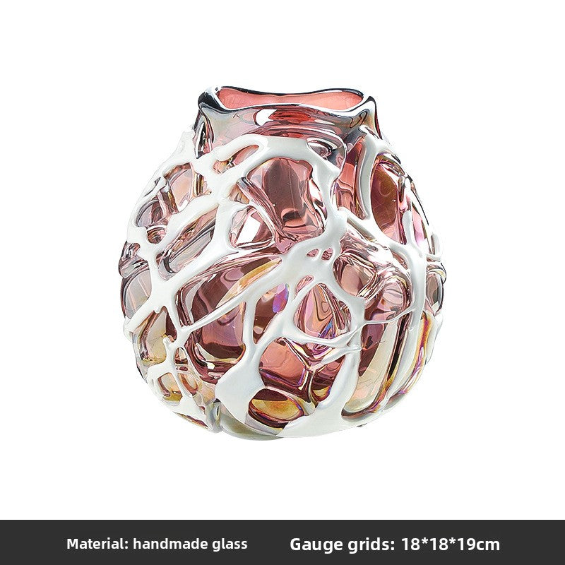 Creative Color-Block Embossed Glass Vase