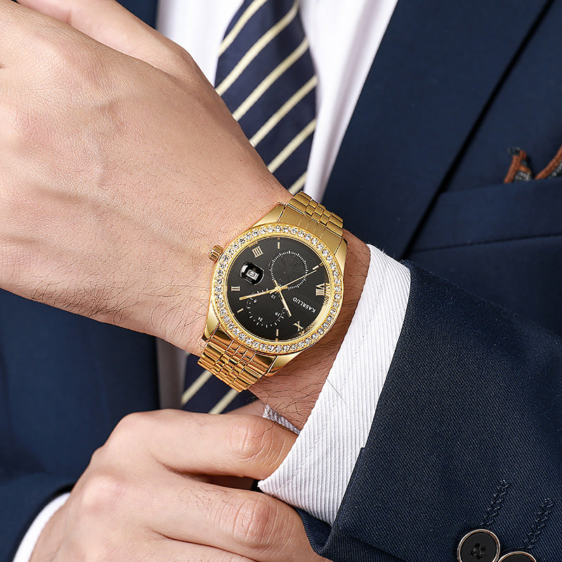 Reloj de cuarzo para hombre de acero inoxidable resistente al agua