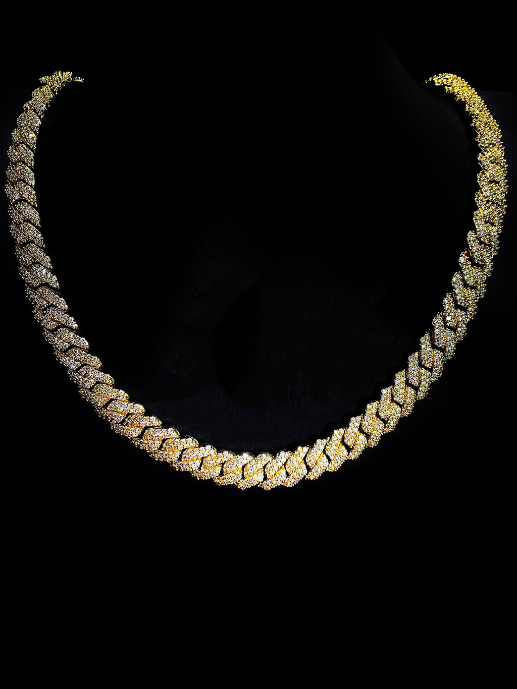 Collar de cadena cubana de diamantes de doble ala