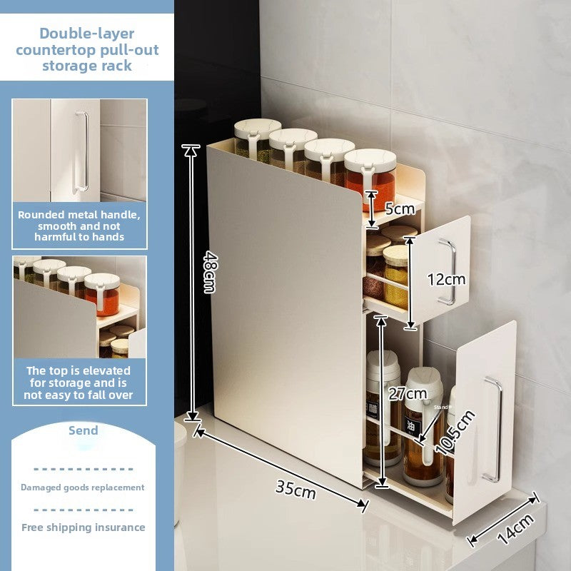 Double Layer Pull Out Kitchen Storage Rack