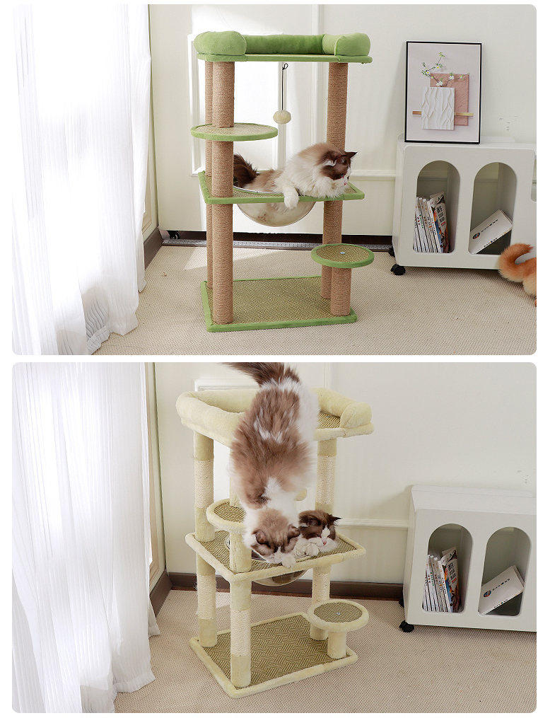 Cama de gato de doble capa y marco de escalada