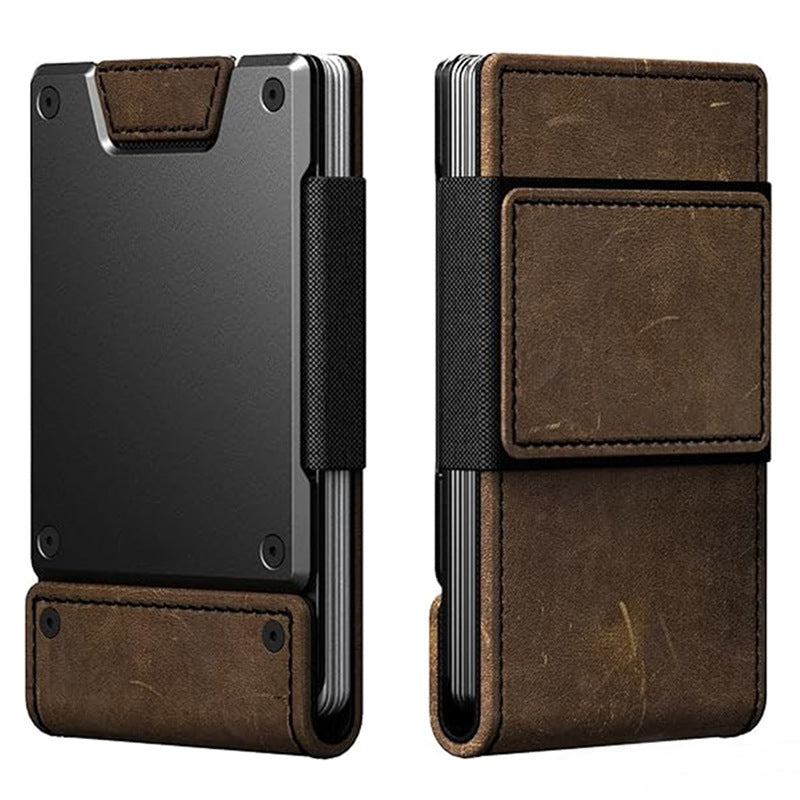 Cartera de tarjetas de cuero genuino ultrafina