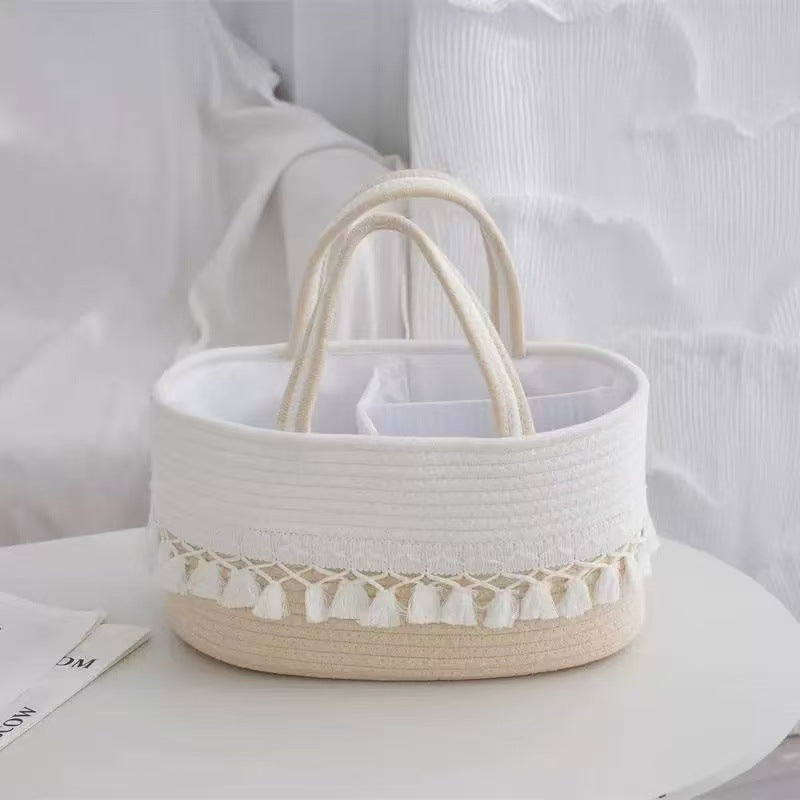 Handwoven Storage Basket with Removable Compartments