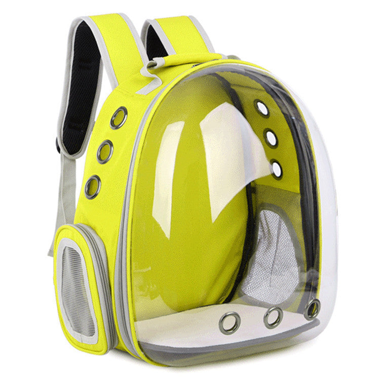 Mochila portátil transparente para mascotas con puerta lateral