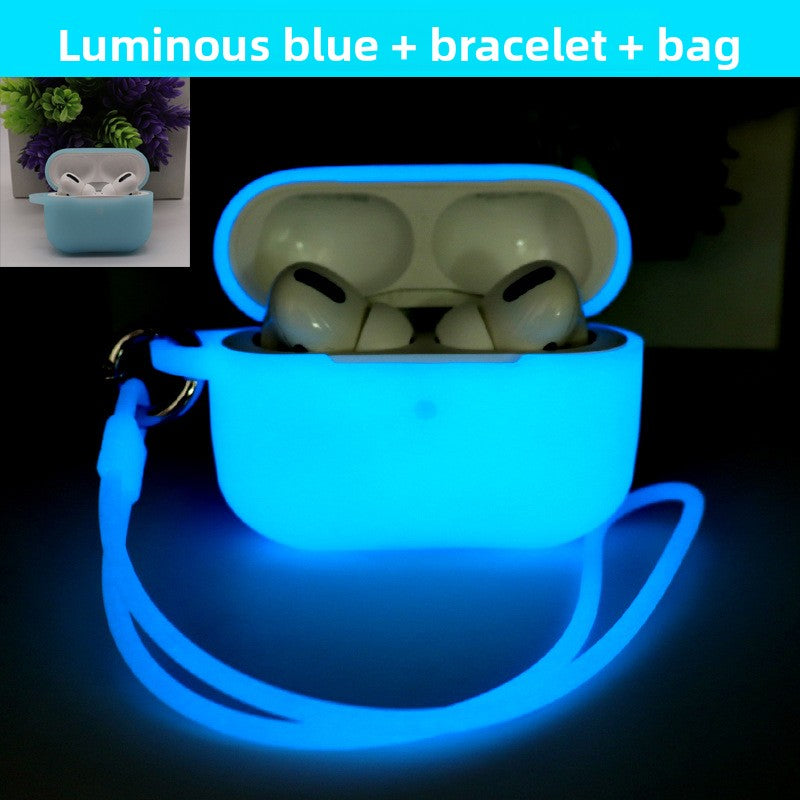 Funda de silicona brillante para AirPods con cordón