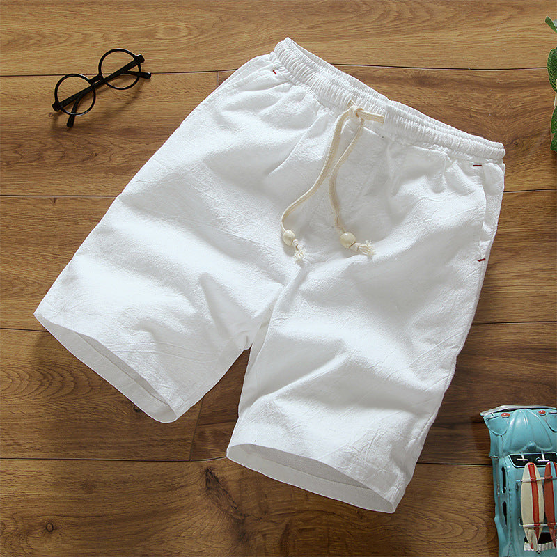 Cotton Linen Shorts with Beaded Design