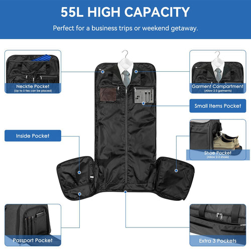 Bolsa de ropa de viaje con compartimento para zapatos