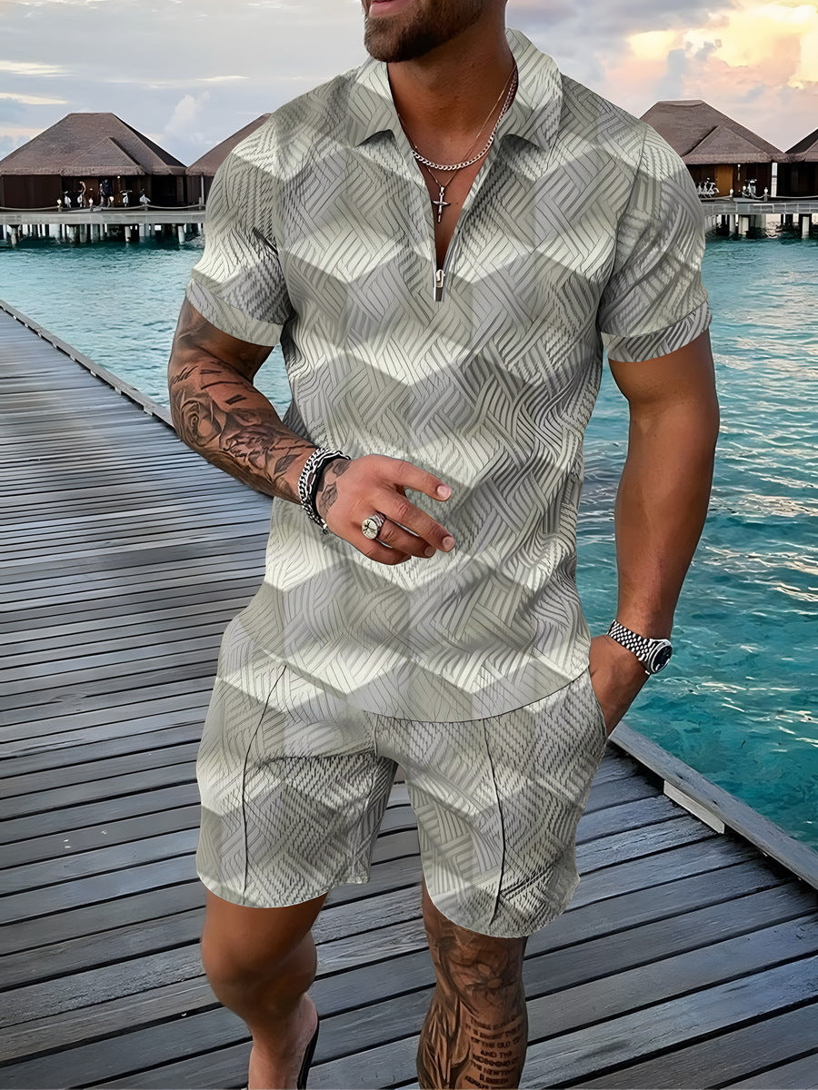Casual Short Sleeve Shirt and Pants Set