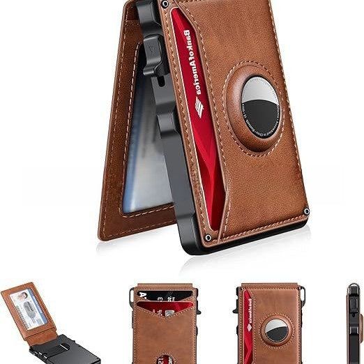 Cartera de fibra de carbono para hombre con ranura Airtag