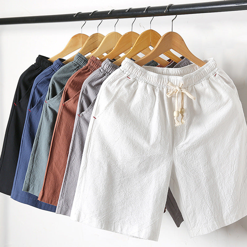 Cotton Linen Shorts with Beaded Design