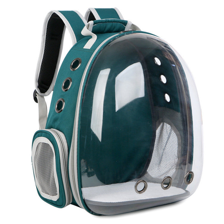 Mochila portátil transparente para mascotas con puerta lateral