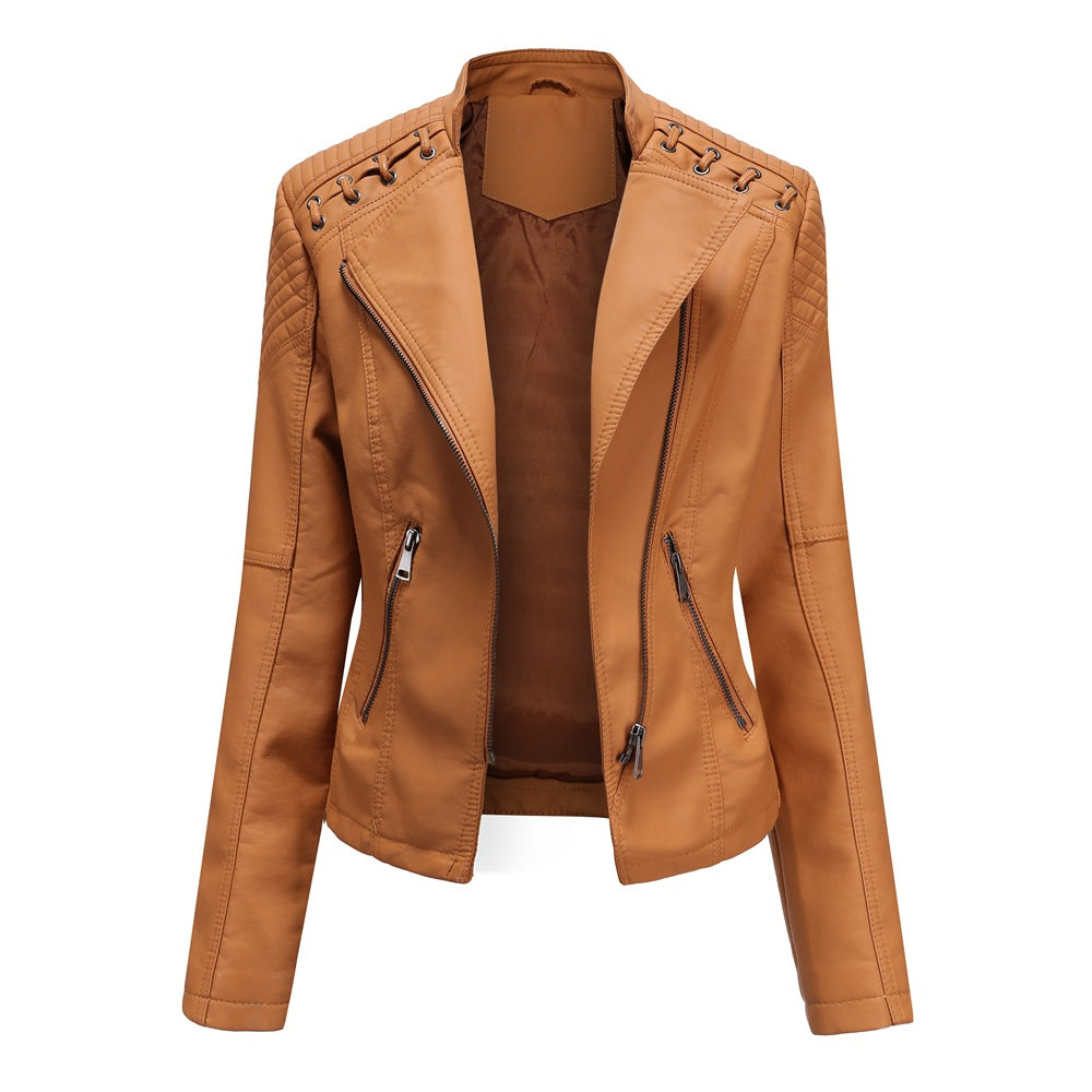 Womens Slim Fit PU Leather Jacket