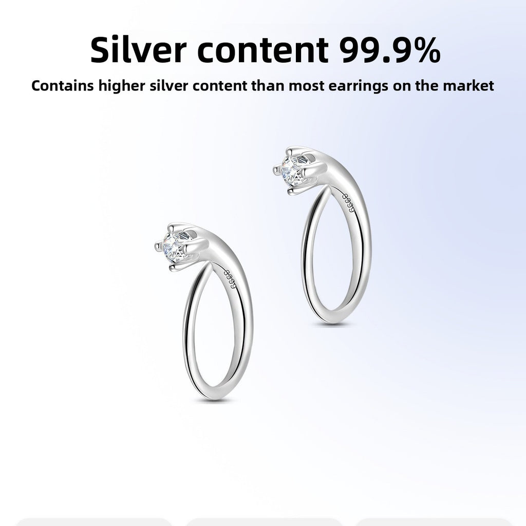 Pendientes geométricos de plata de ley de circón
