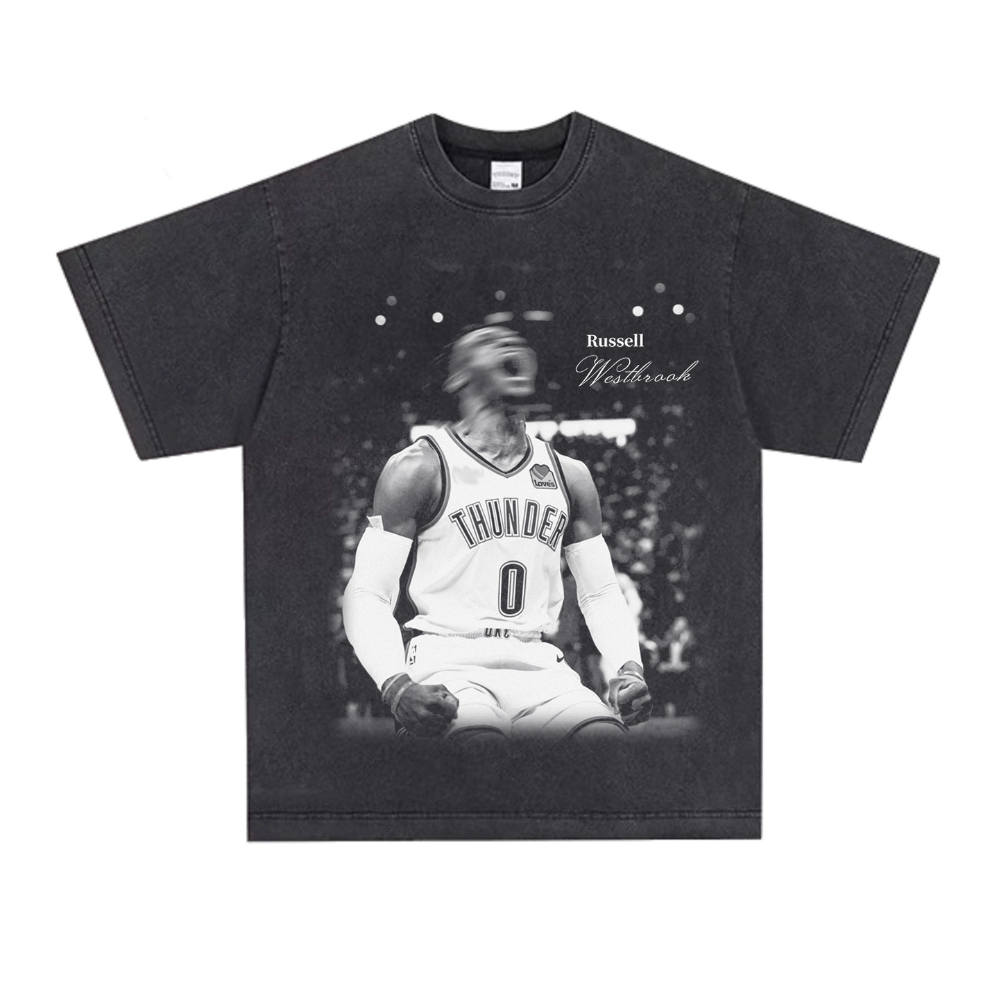 Camiseta de algodón extragrande con estampado de baloncesto retro