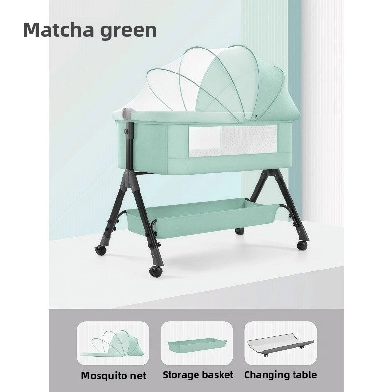 Cuna portátil de altura ajustable con mosquitera