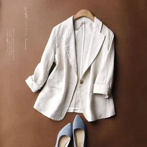 Blazer de lino de algodón para mujer