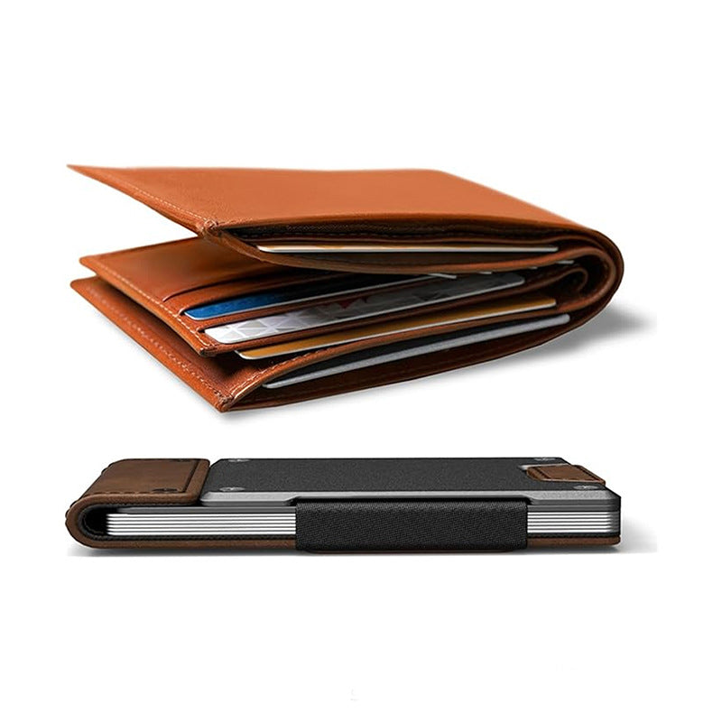 Cartera de tarjetas de cuero genuino ultrafina