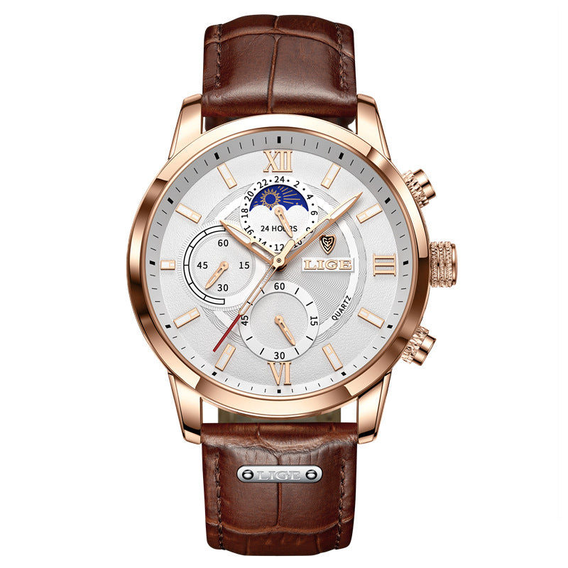 Reloj de cuarzo para hombre de acero inoxidable impermeable luminoso