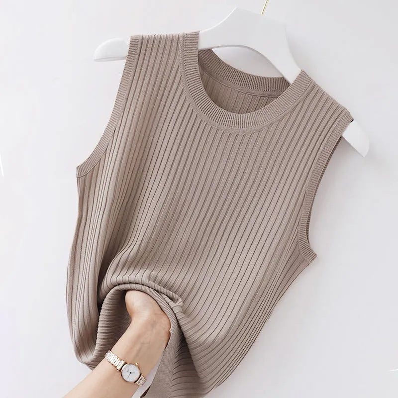 Round Neck Knitted Vest for Women