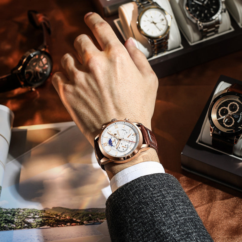 Reloj de cuarzo para hombre de acero inoxidable impermeable luminoso