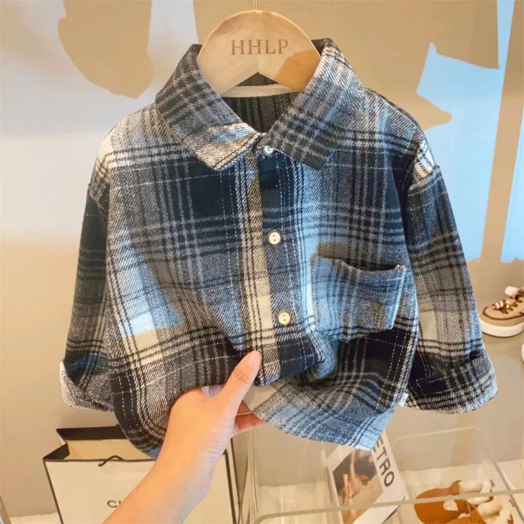 Camisas de solapa para niños con patrones de rayas y cuadrículas